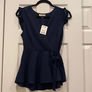 Blue peplum top - size M- brand new